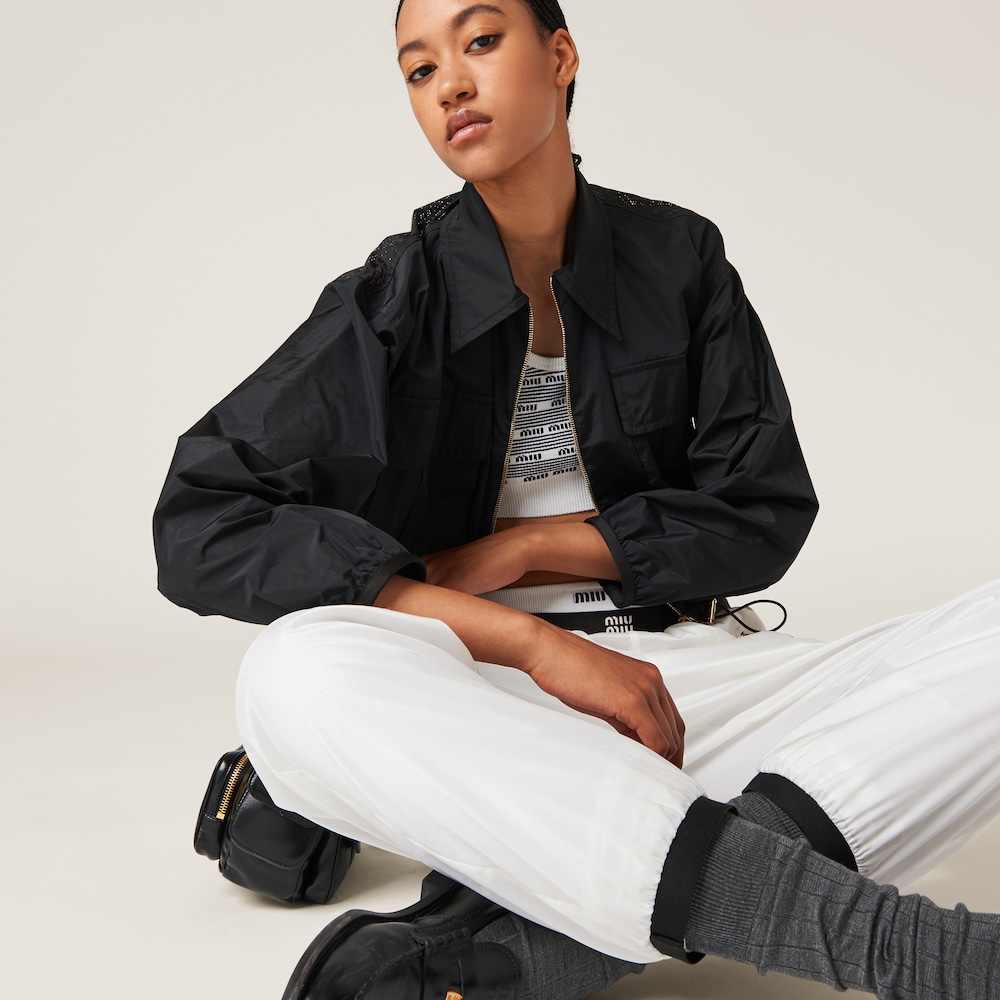 Technical silk blouson jacket