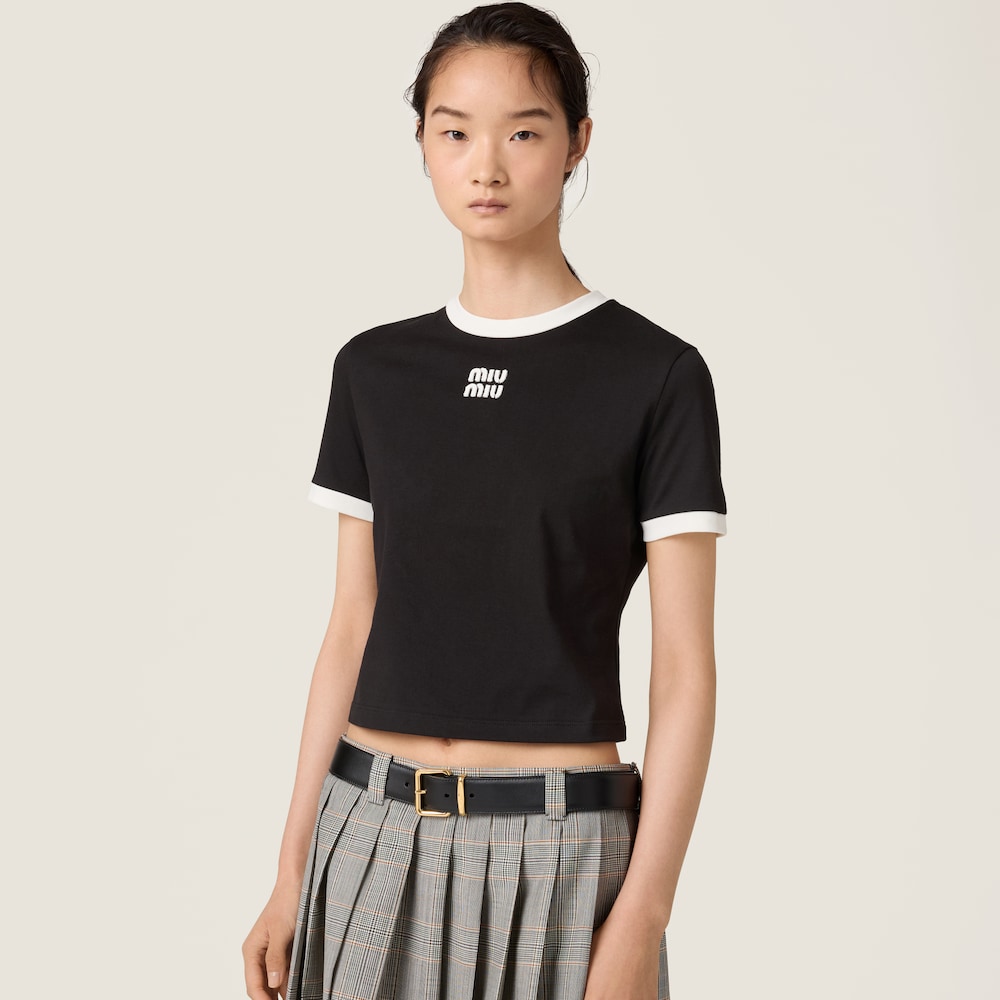 Cotton jersey T-shirt with embroidered logo