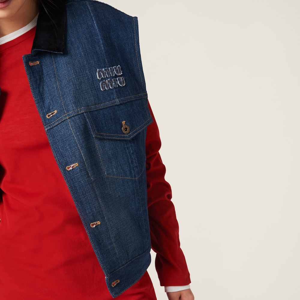 Denim trucker vest