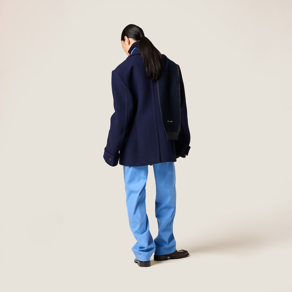 Double-breasted double wool coat