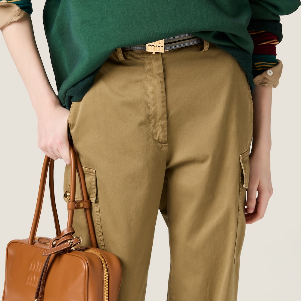 Garment-dyed cotton satin pants