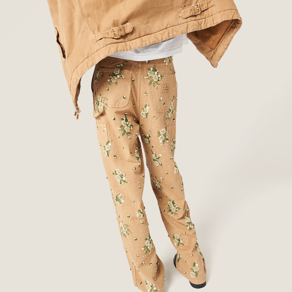 Garment-dyed gabardine pants