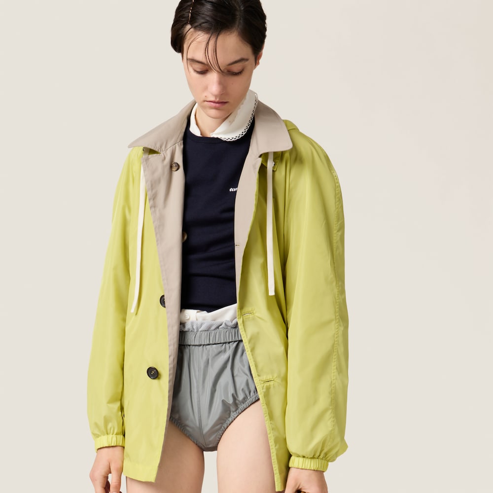 Panama cotton and technical pongé blouson jacket