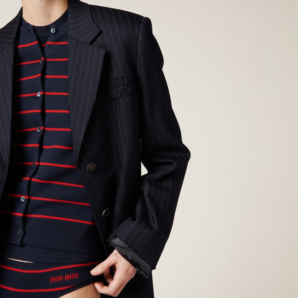 Single-breasted pinstripe coat