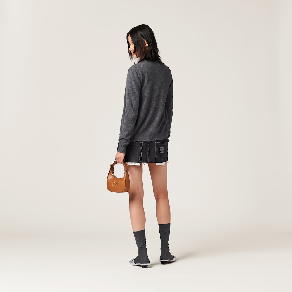 Black denim miniskirt
