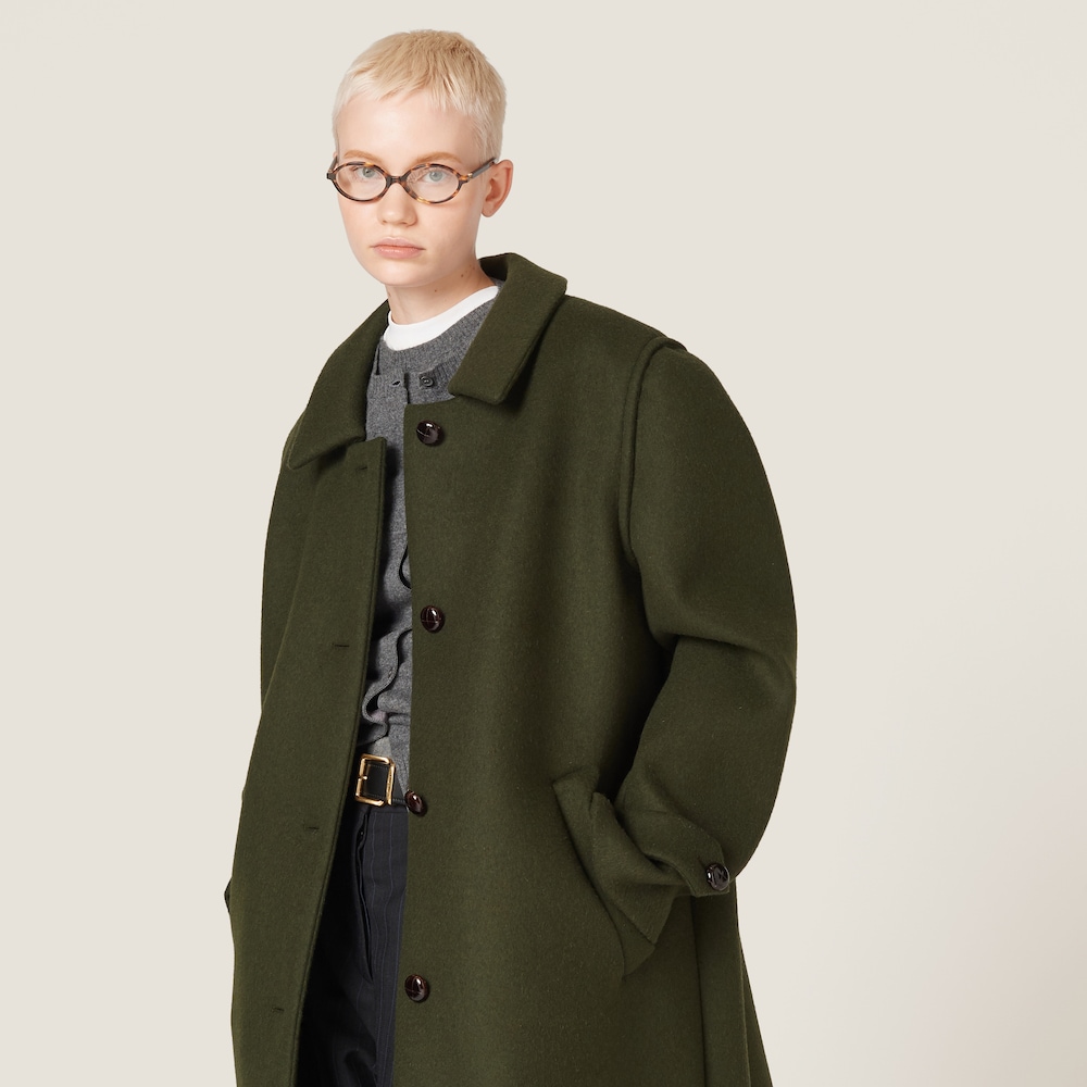 Single-breasted loden cloth coat
