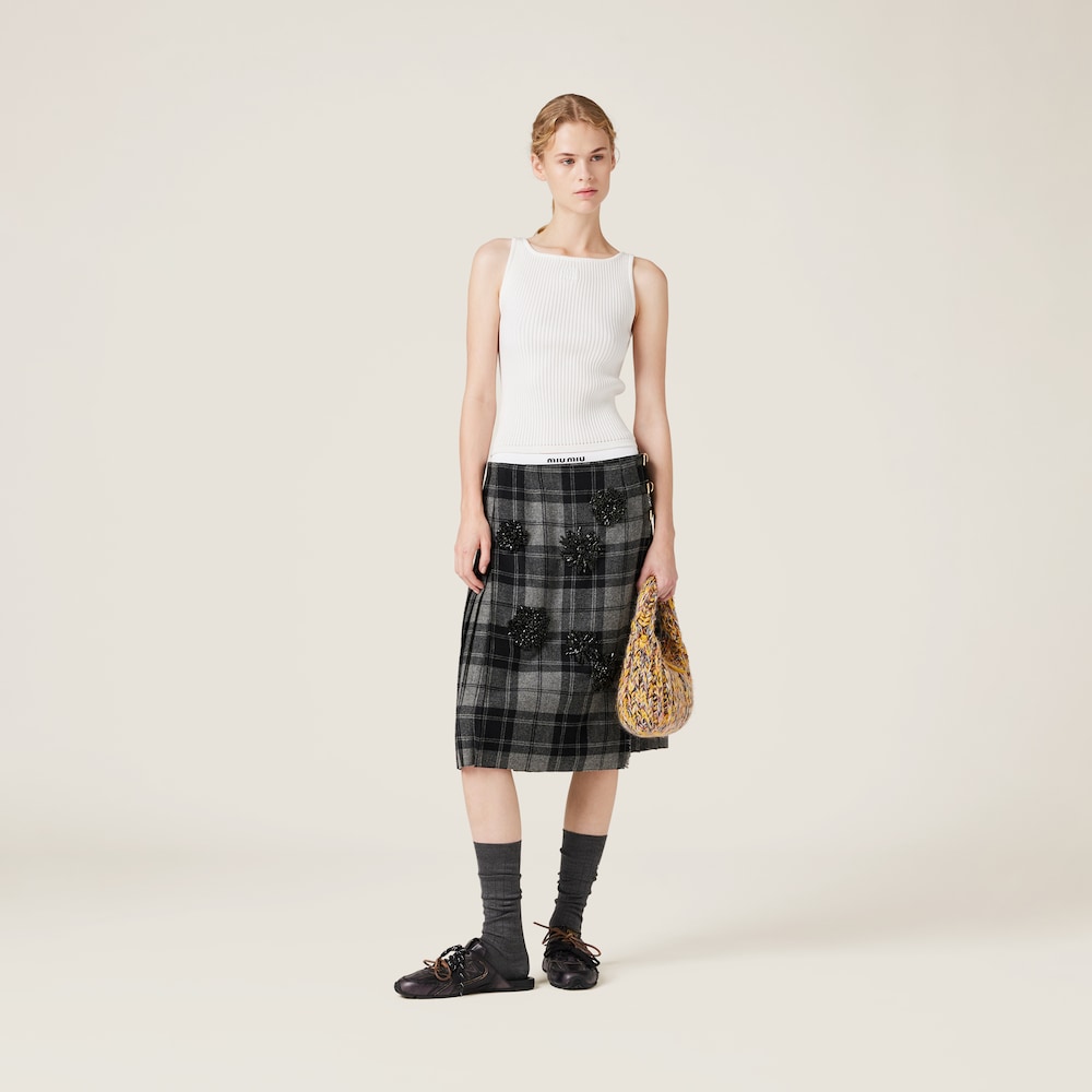 Ribbed knit wool tank top