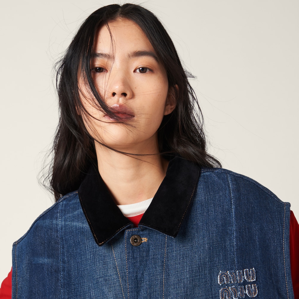 Denim trucker vest