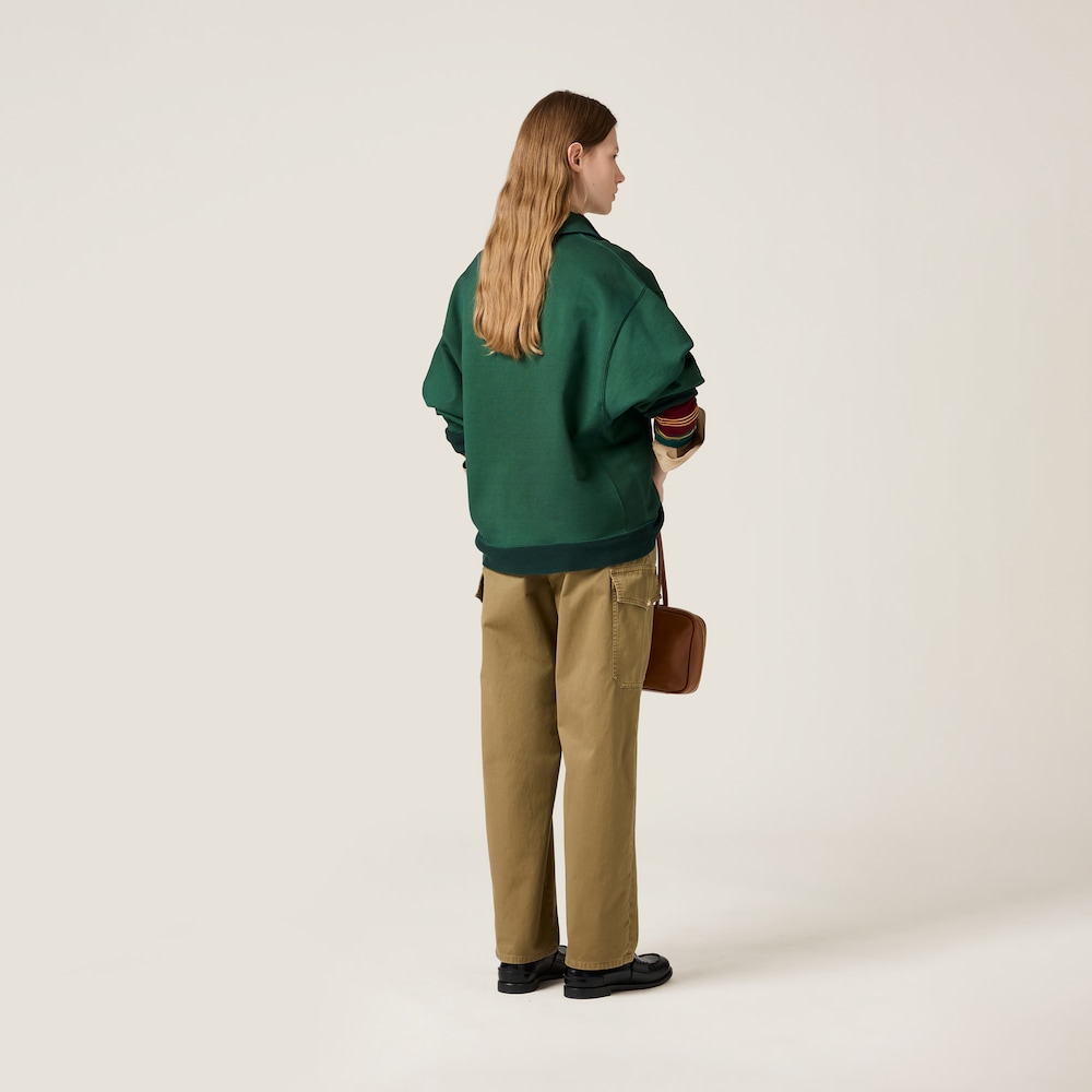 Garment-dyed cotton satin pants