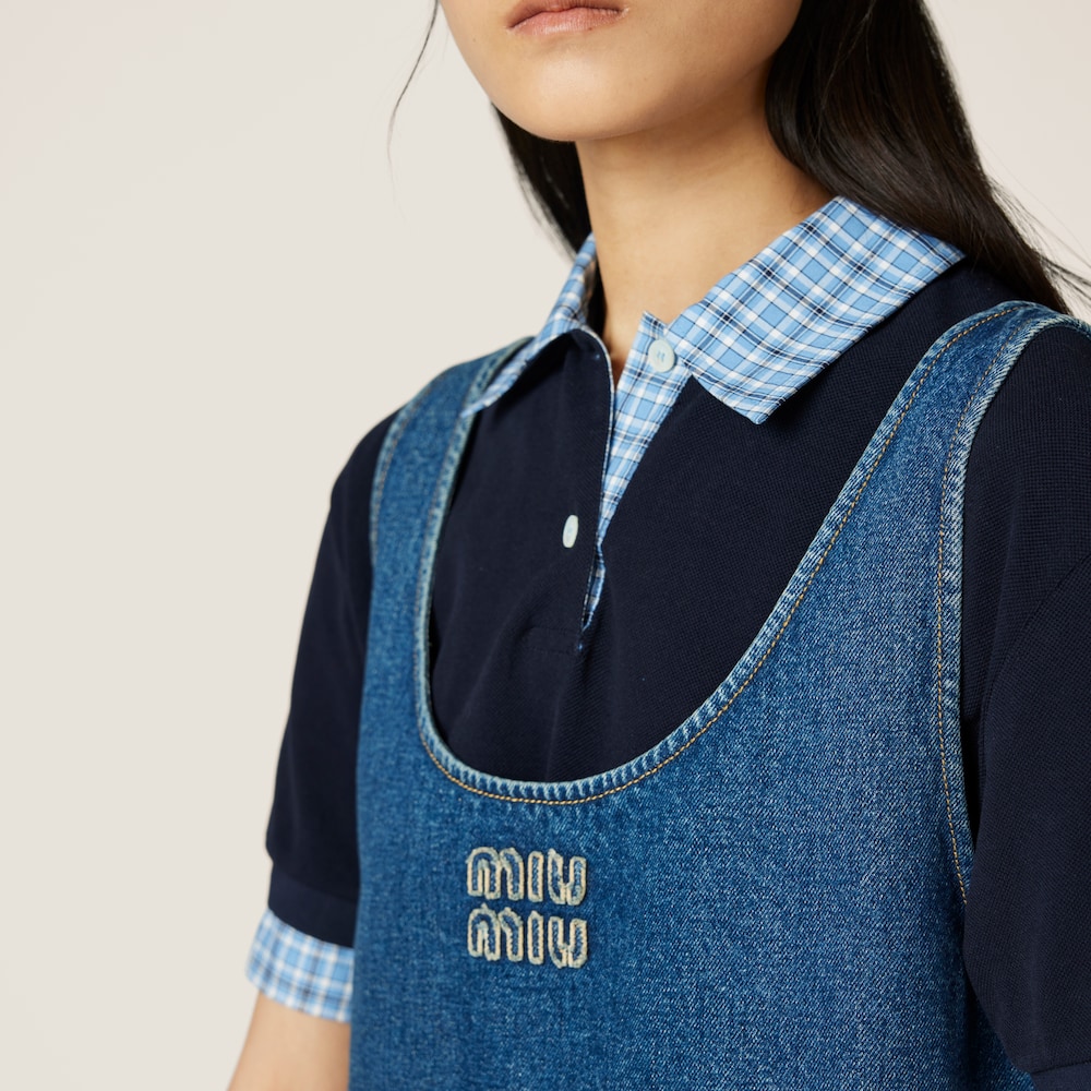 Washed denim mini-dress