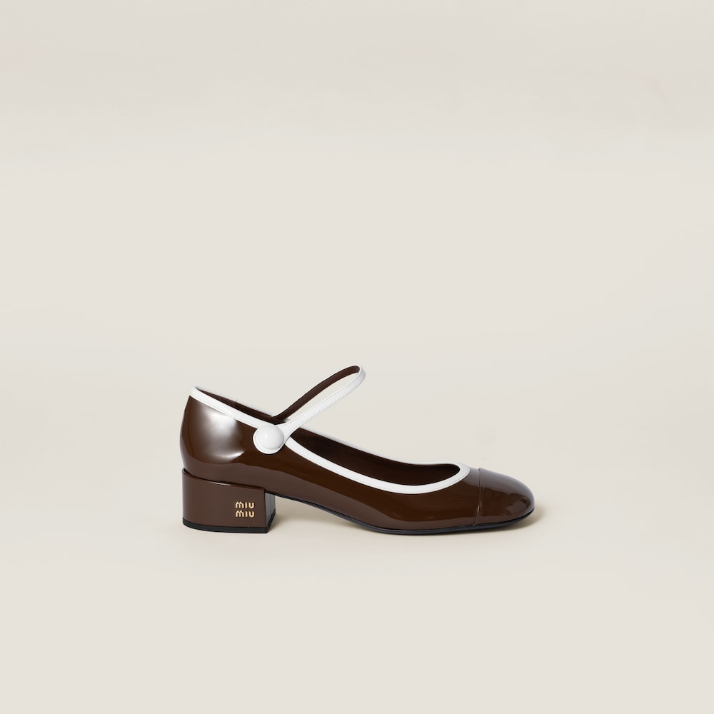 Two-tone patent leather Mary Jane pumps