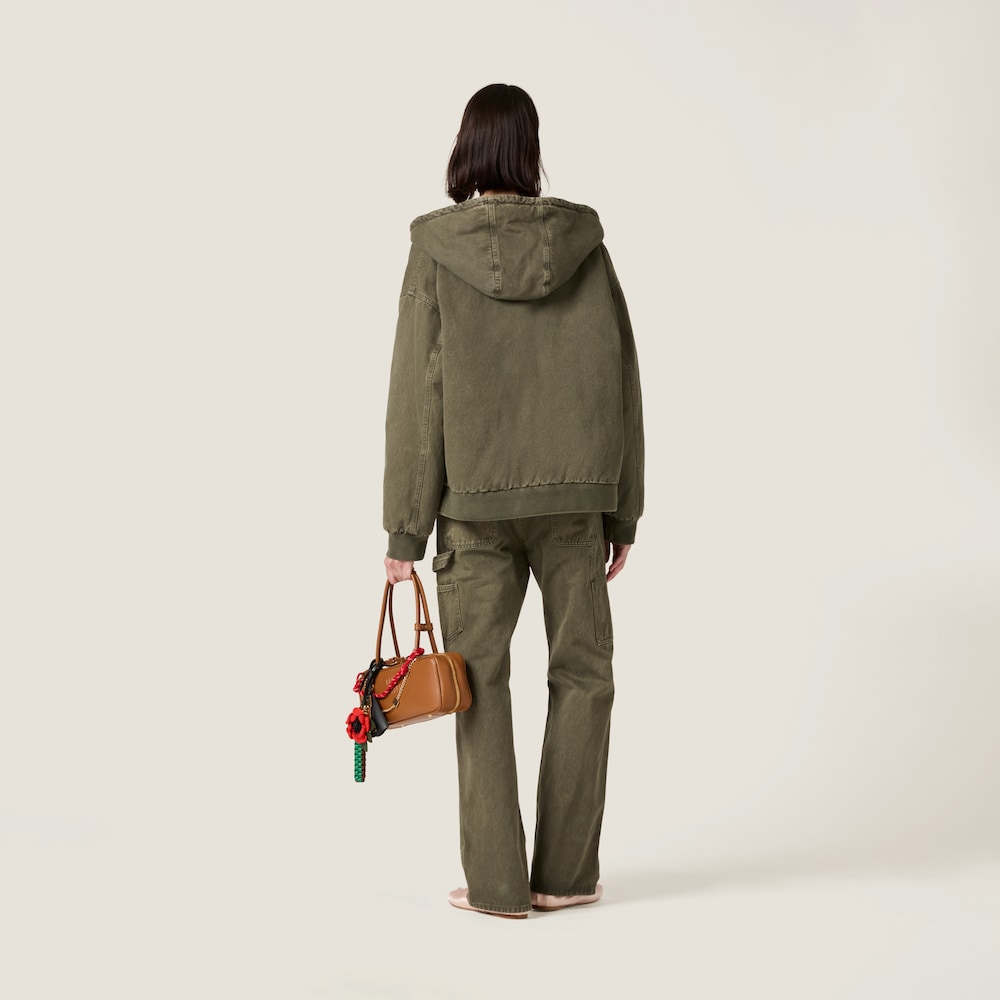 Garment-dyed blouson jacket with embroidered logo