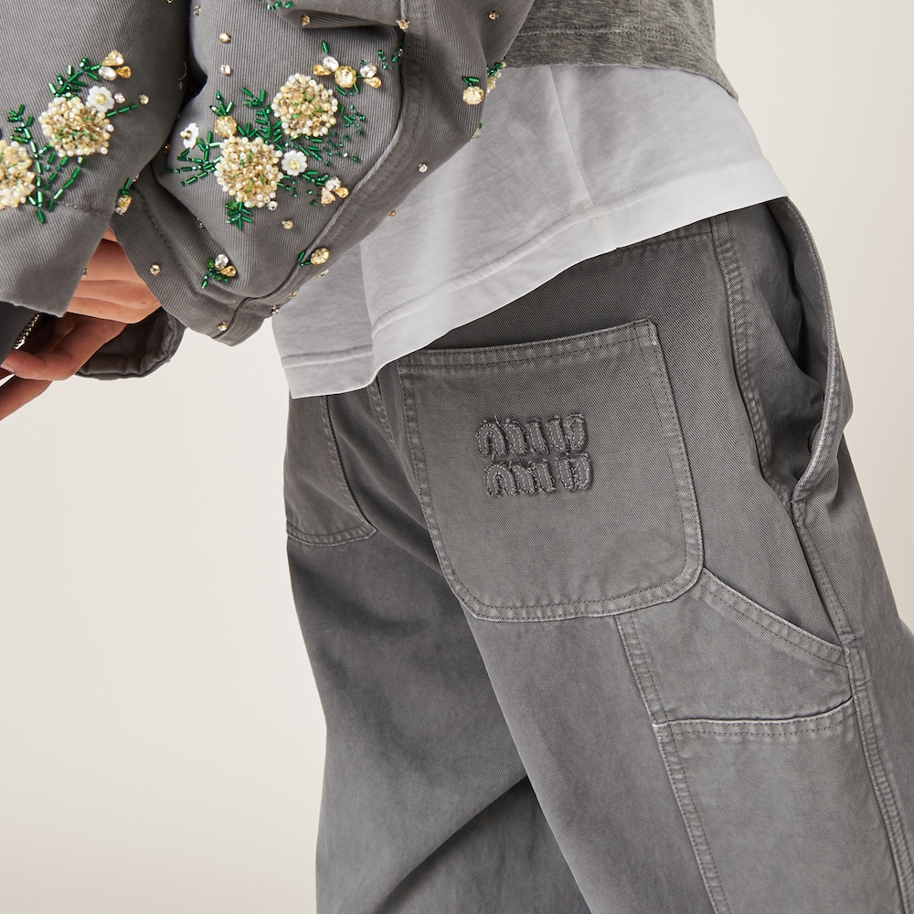 Garment-dyed gabardine pants