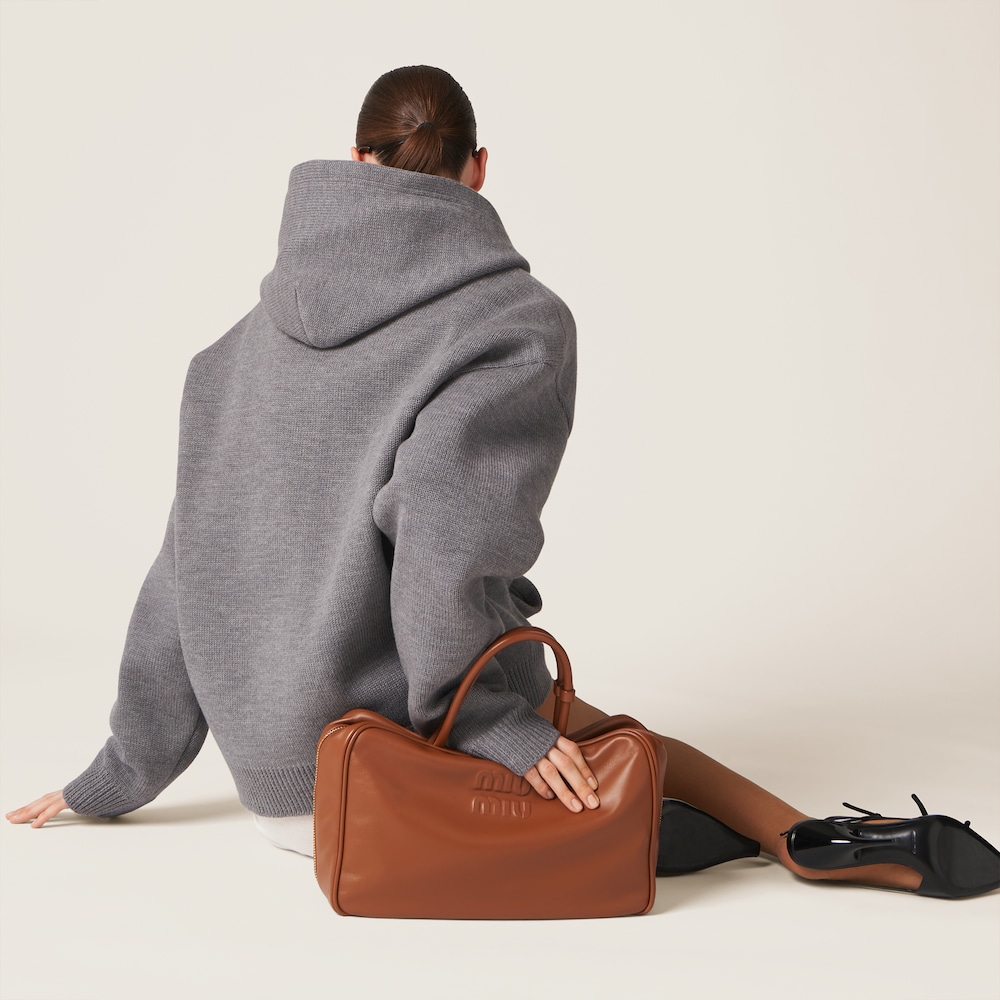 Wool and nylon knit hoodie