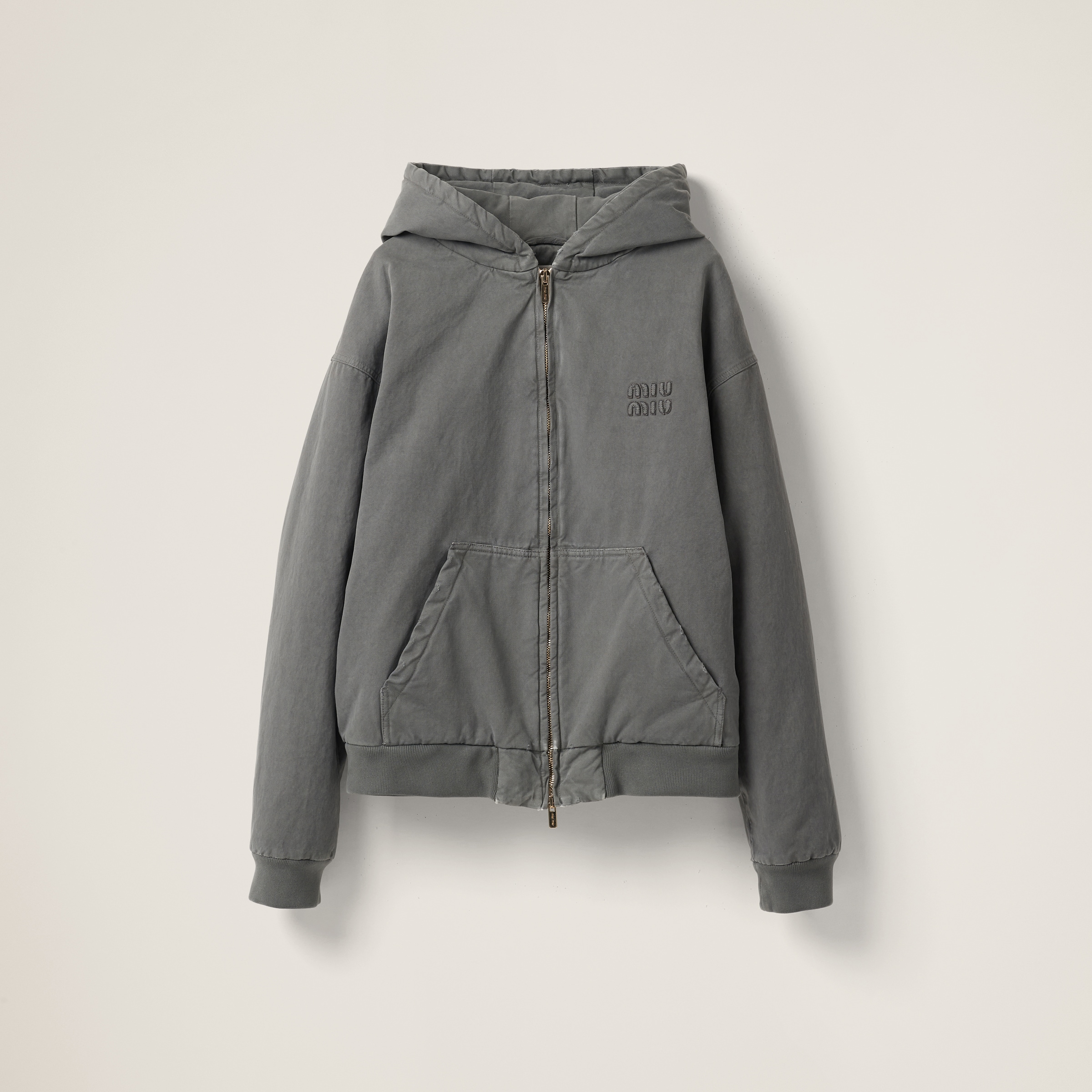 Garment-dyed blouson jacket with embroidered logo
