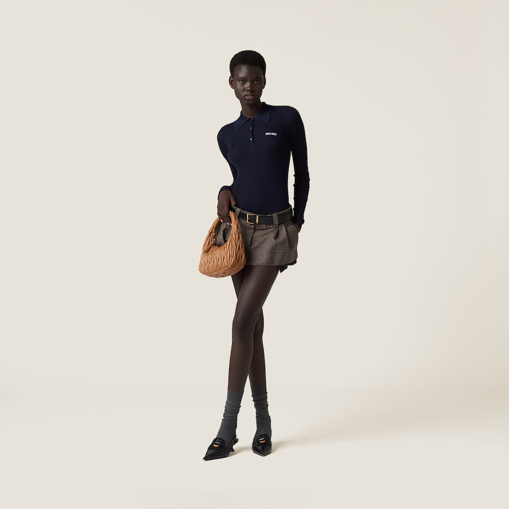 Cashmere and silk knit polo shirt