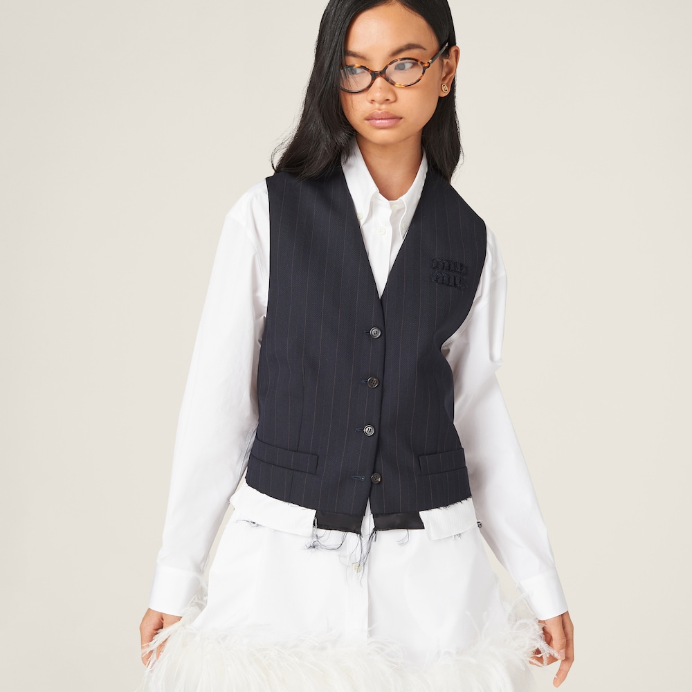 Single-breasted pinstriped vest