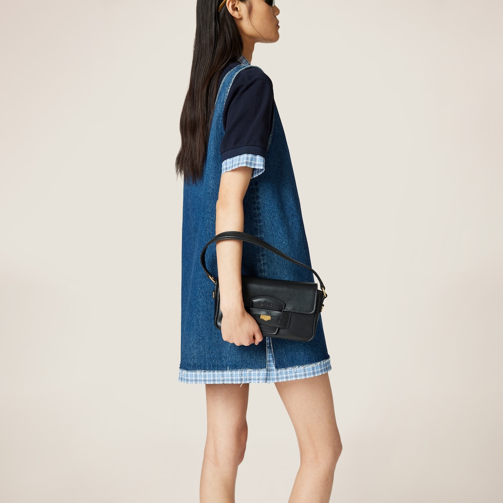 Washed denim mini-dress