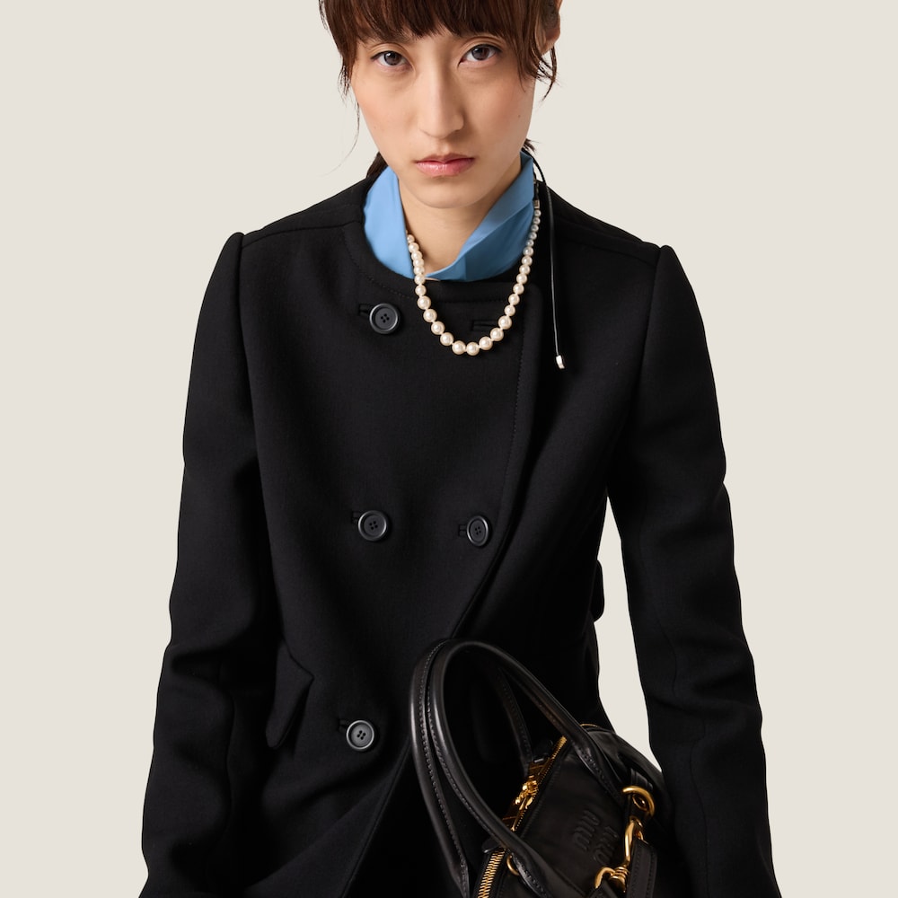 Natté toile double-breasted coat