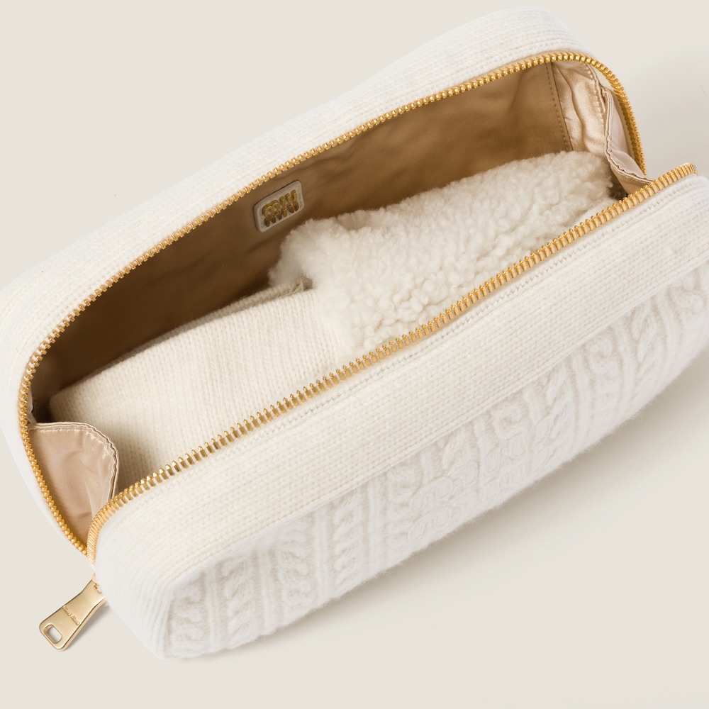 Wool, cashmere and shearling slippers with cashmere case