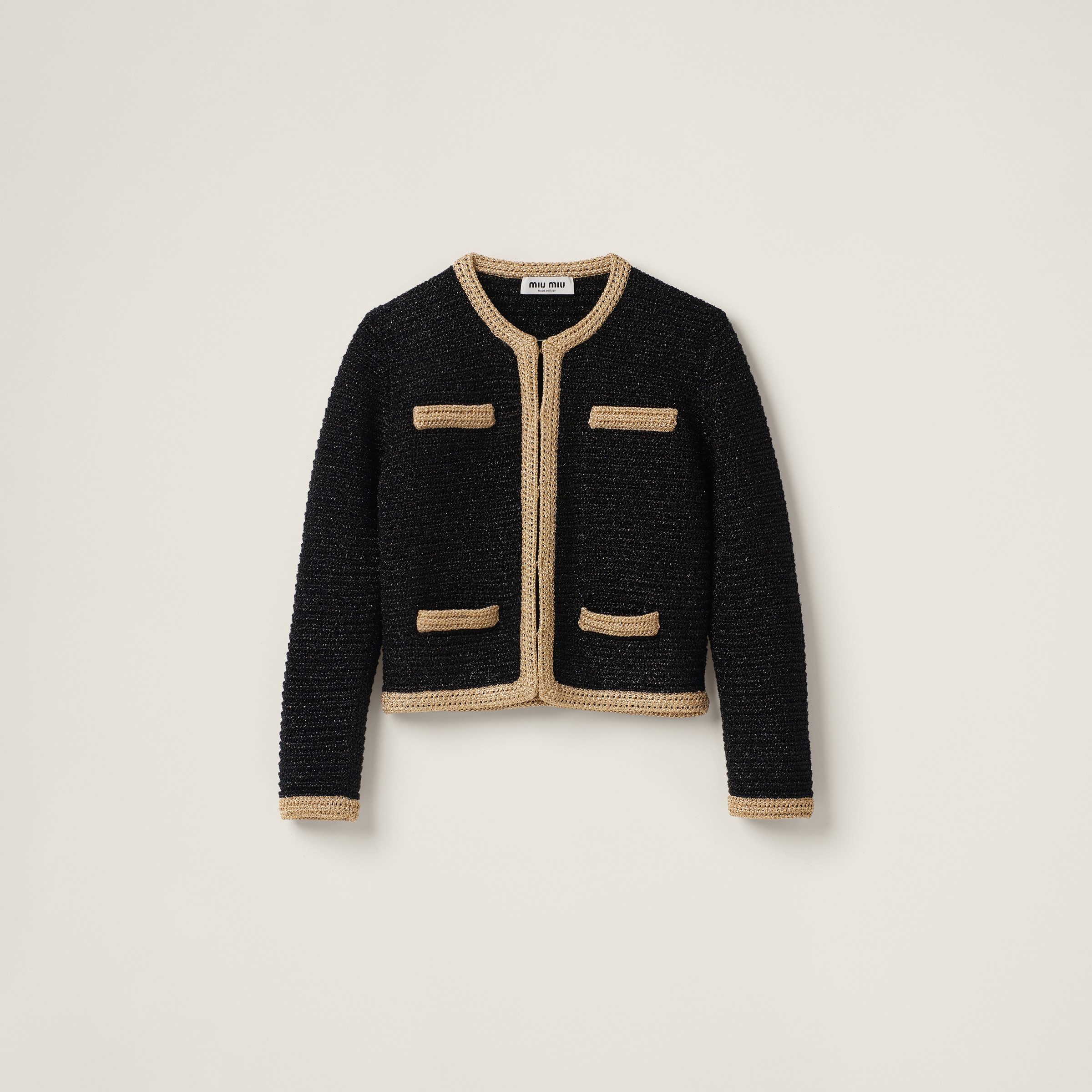Lamé crochet cardigan