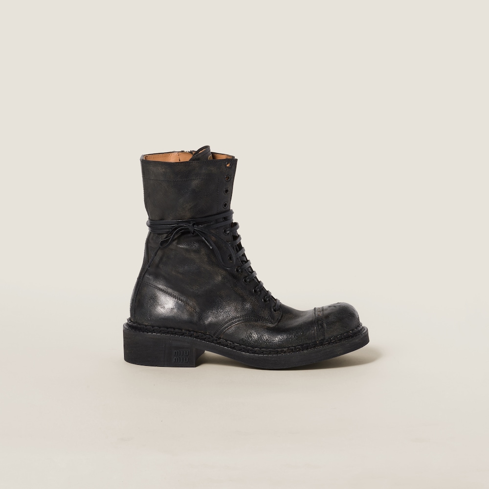 Leather laced booties