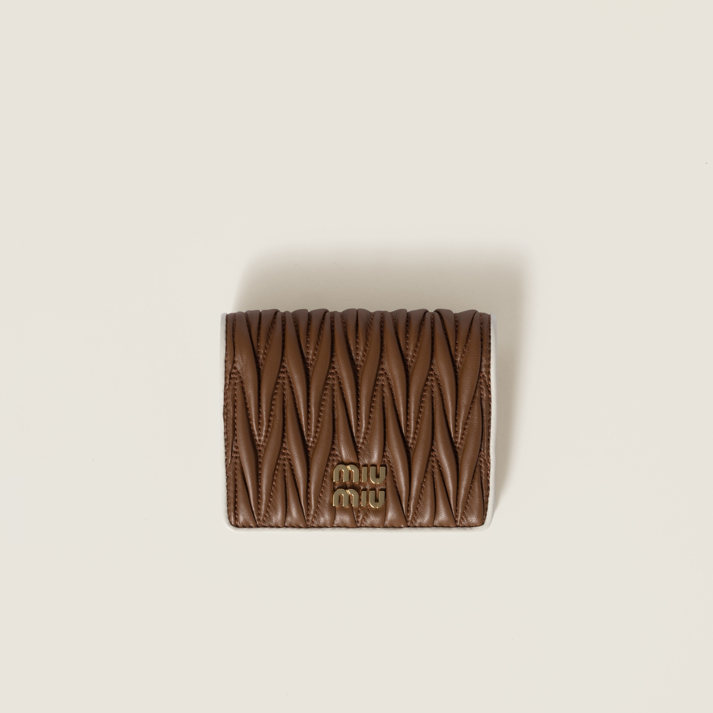 Small matelassé nappa leather wallet