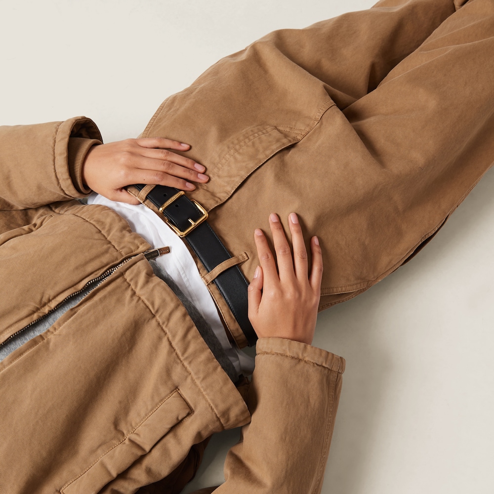 Garment-dyed gabardine pants