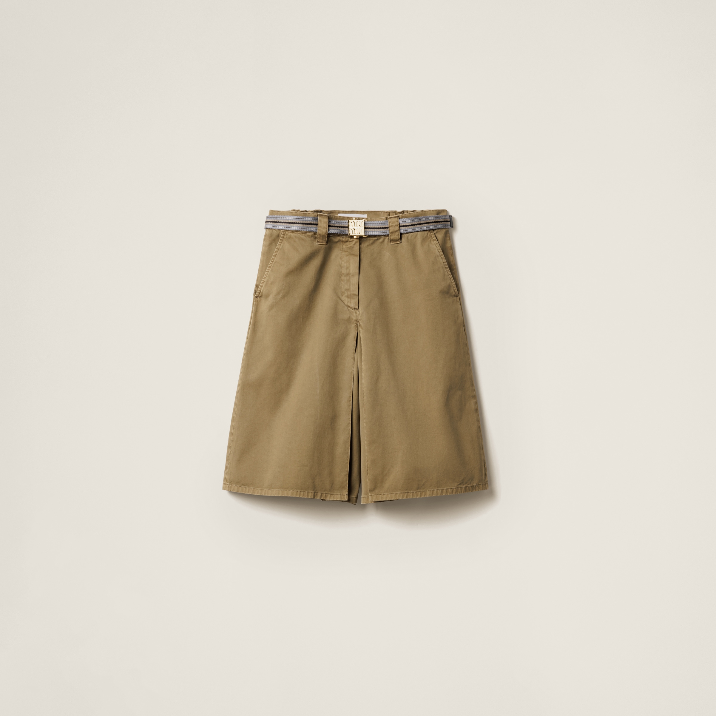 Garment-dyed cotton satin skirt