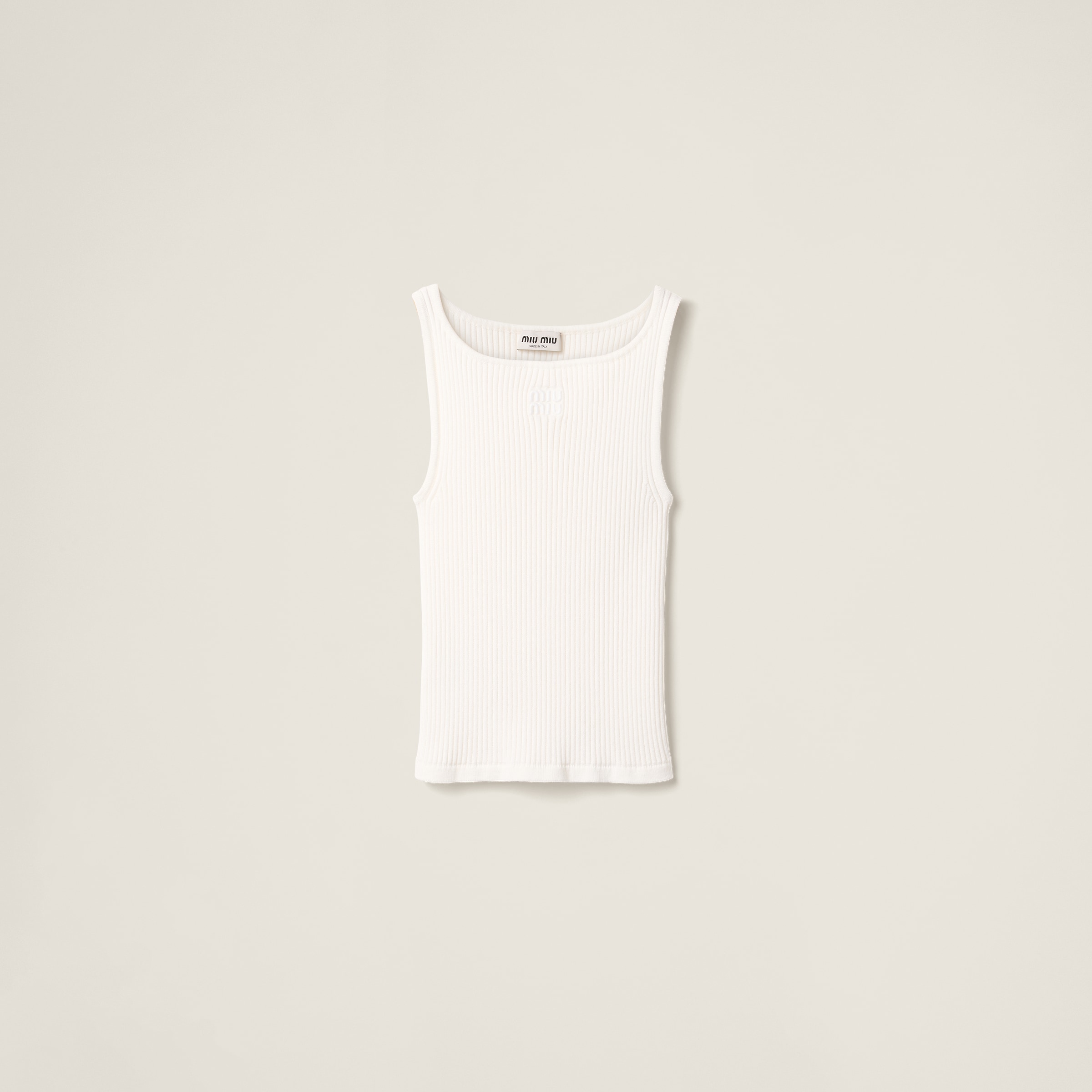 Ribbed knit wool tank top