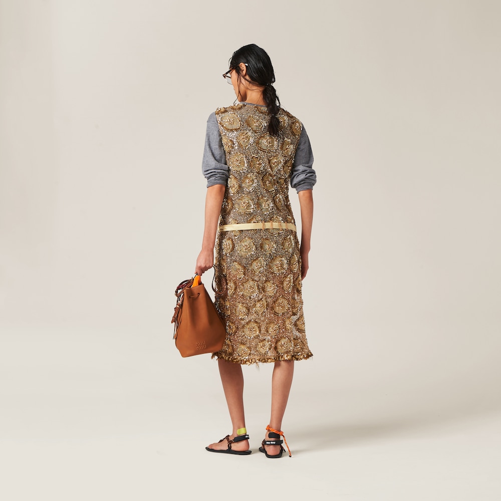 Tulle dress with floral embroidery