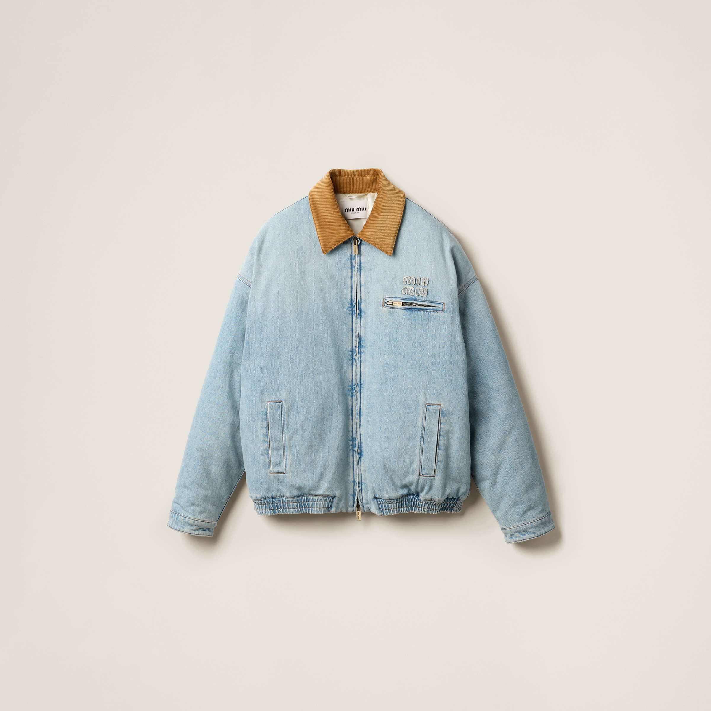 Denim jacket with velvet collar