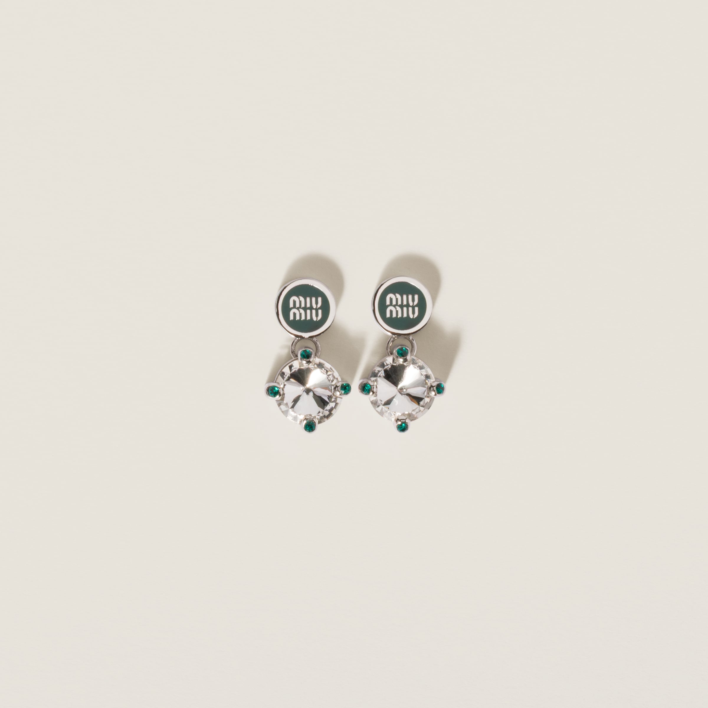 Metal earrings with crystals