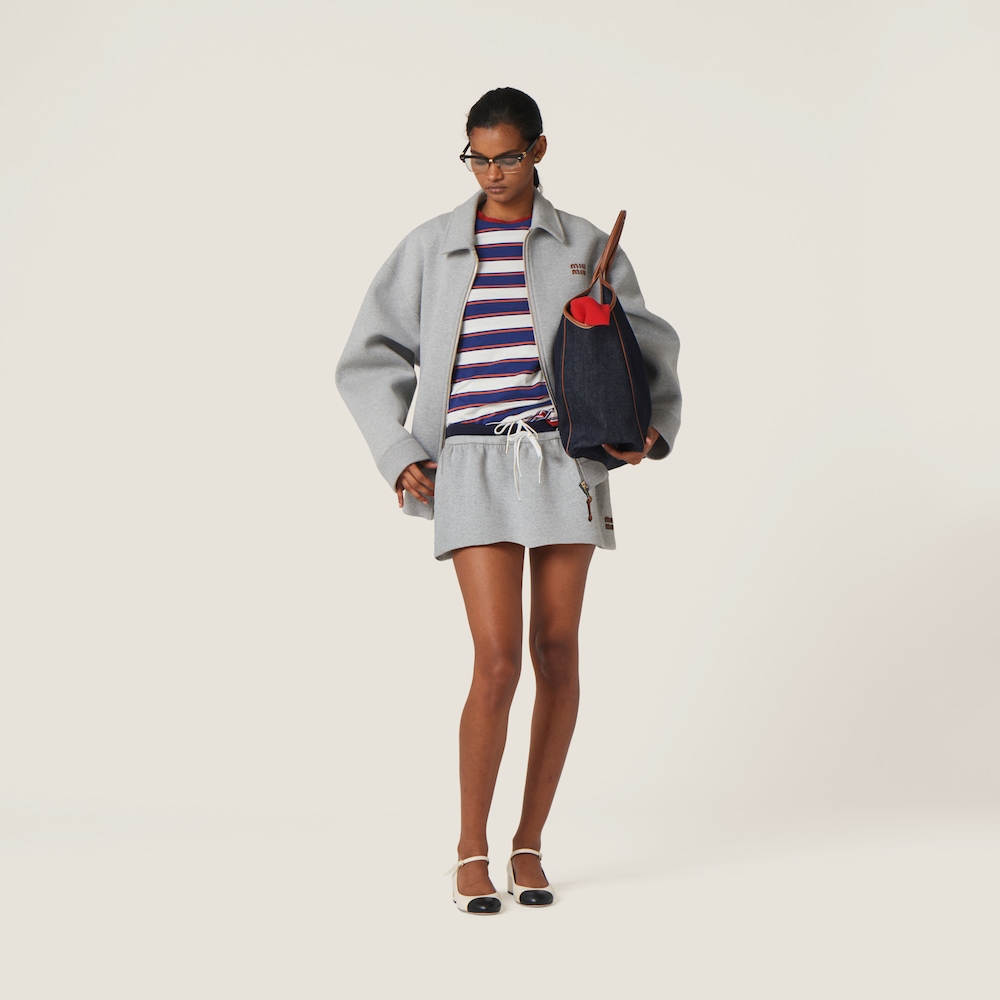 Padded cotton fleece miniskirt