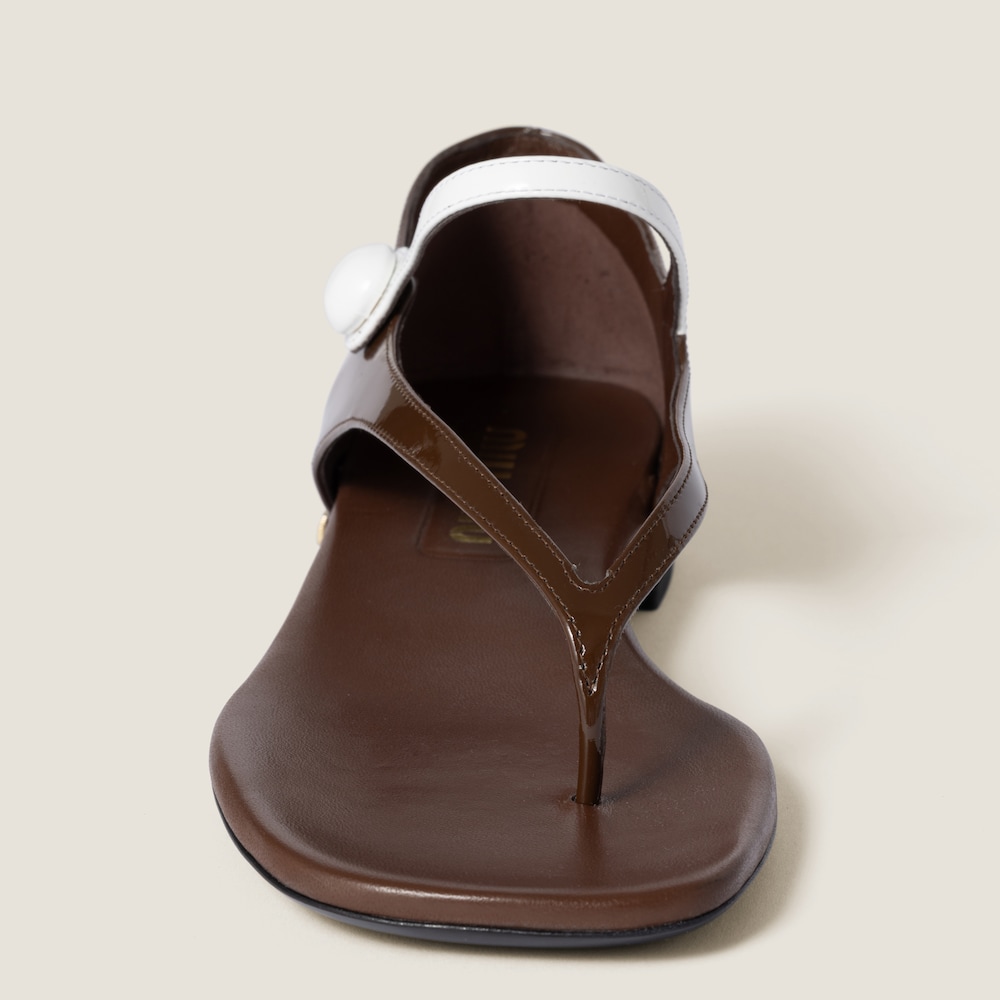 Two-tone patent leather Mary Jane thong sandals