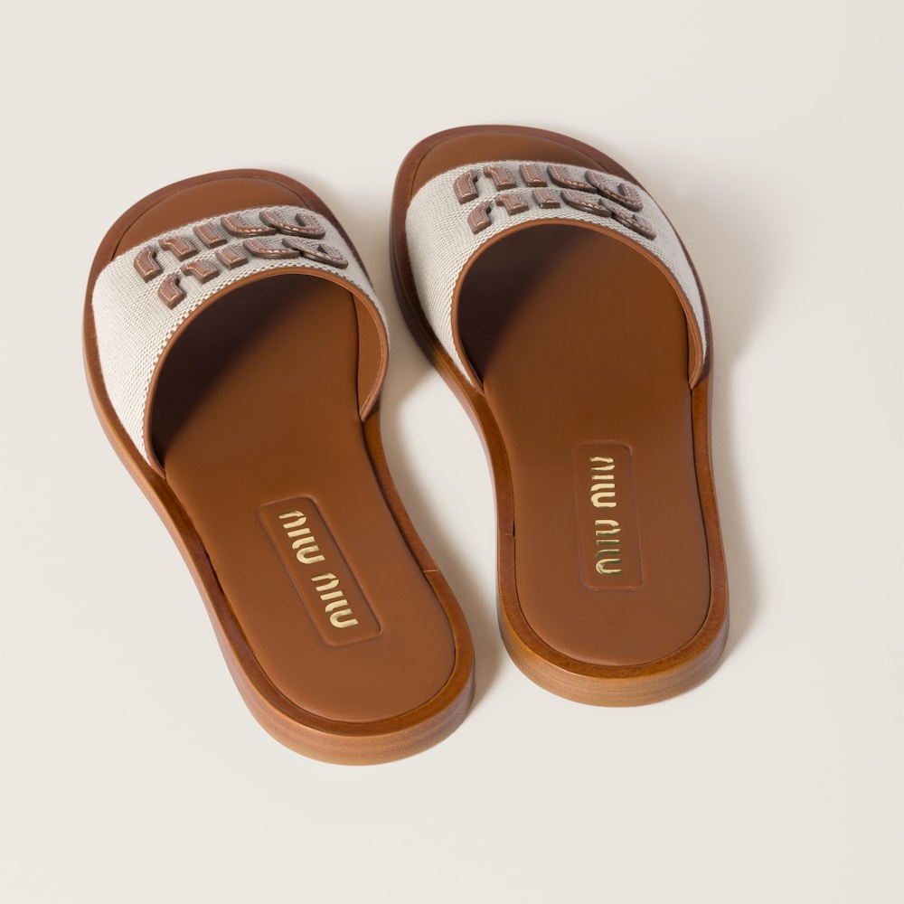 Canvas and leather slides