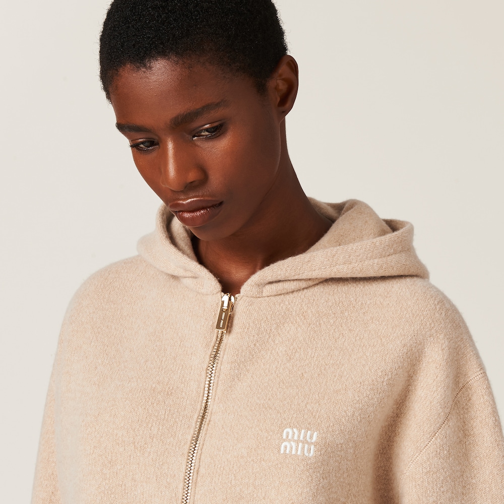 Wool and cashmere hoodie jacket