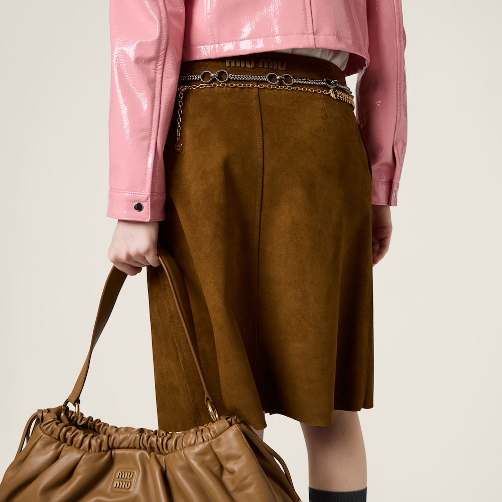 Suede wraparound skirt