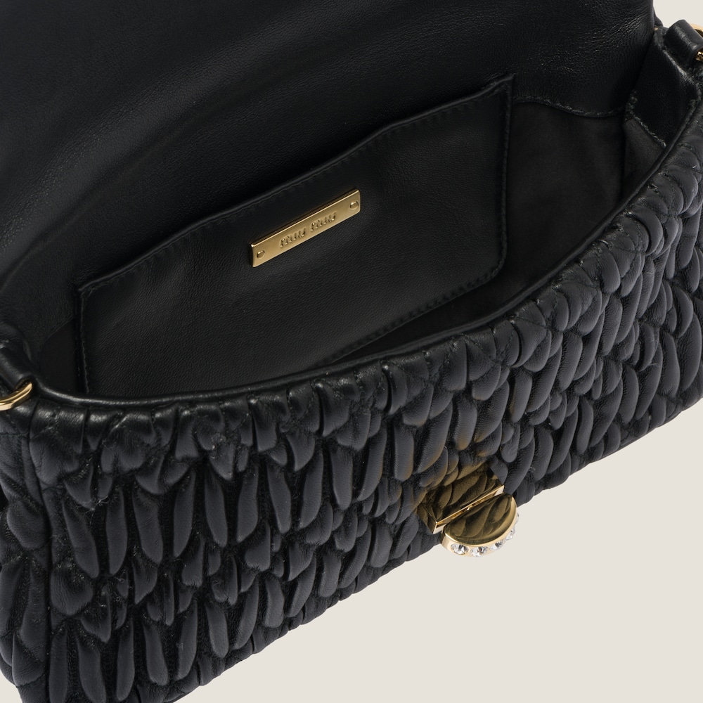 Miu Crystal Cloqué Nappa leather bag