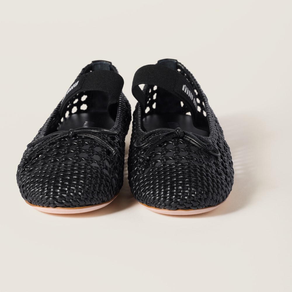Woven nappa leather ballerinas