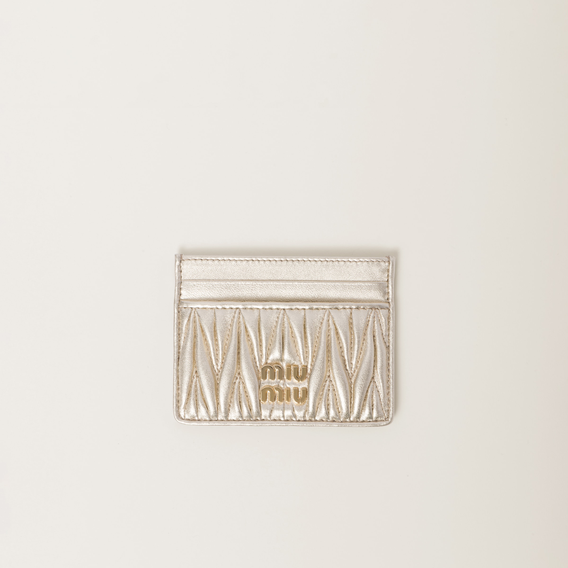 Matelassé nappa leather card holder
