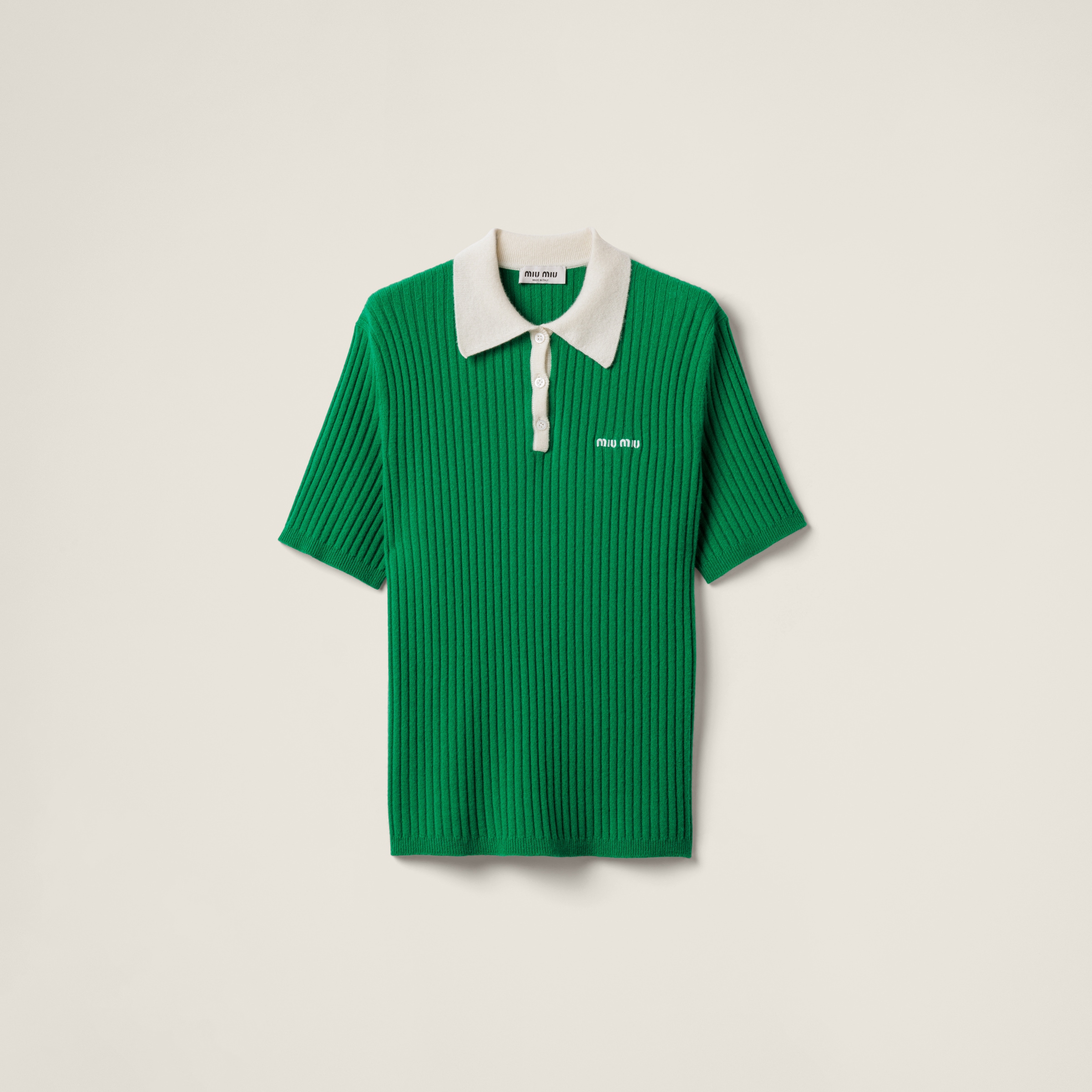 Ribbed cashmere polo shirt