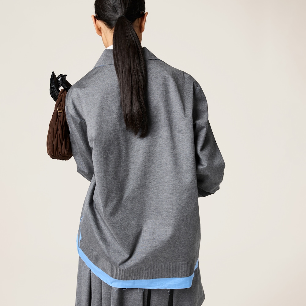 Knit and poplin shirt
