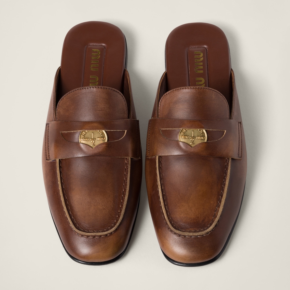 Bleached leather loafers