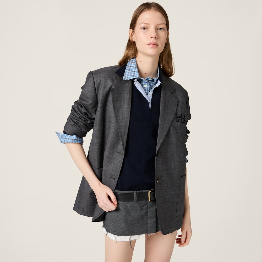 Prince of Wales checked wool jacket