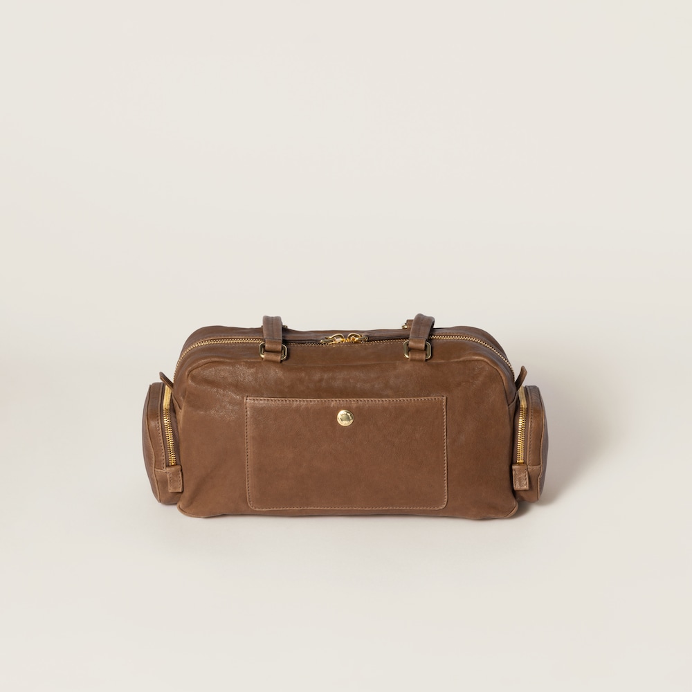Pocket washed nappa leather bag