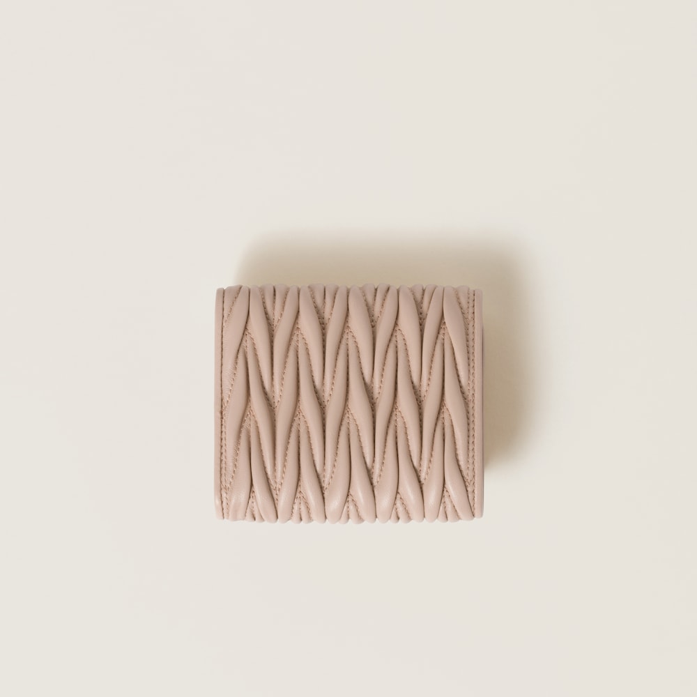 Small matelassé nappa leather wallet