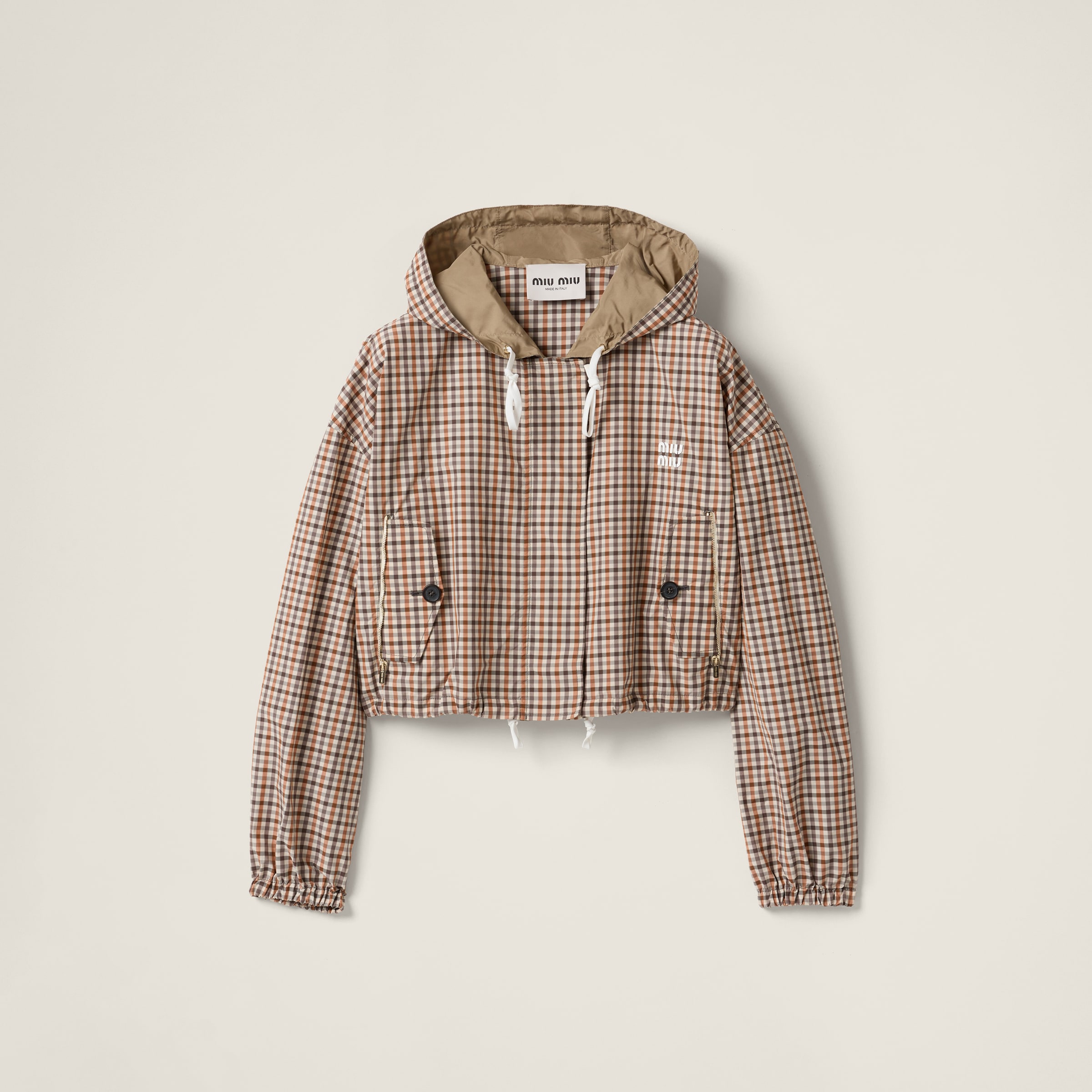 Vichy check technical fabric blouson jacket