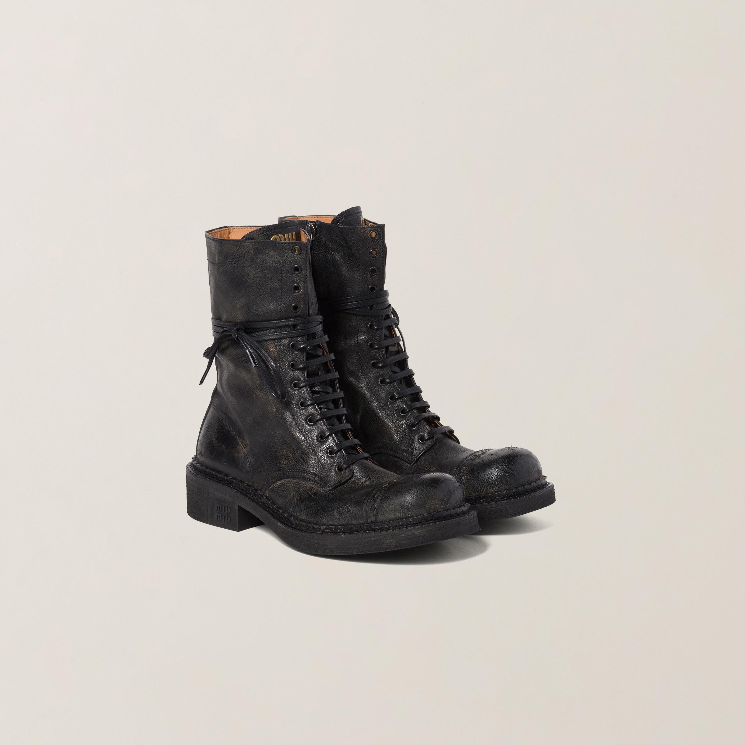 Leather laced booties