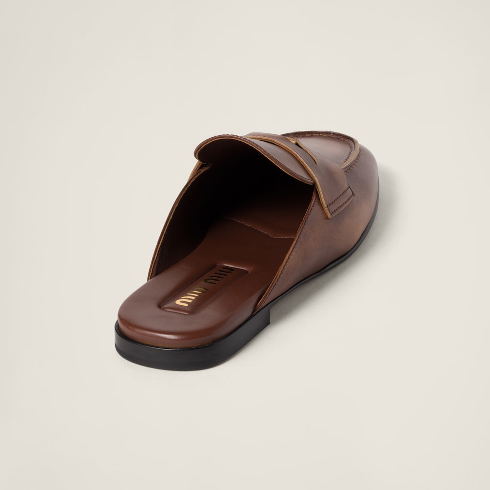 Bleached leather loafers